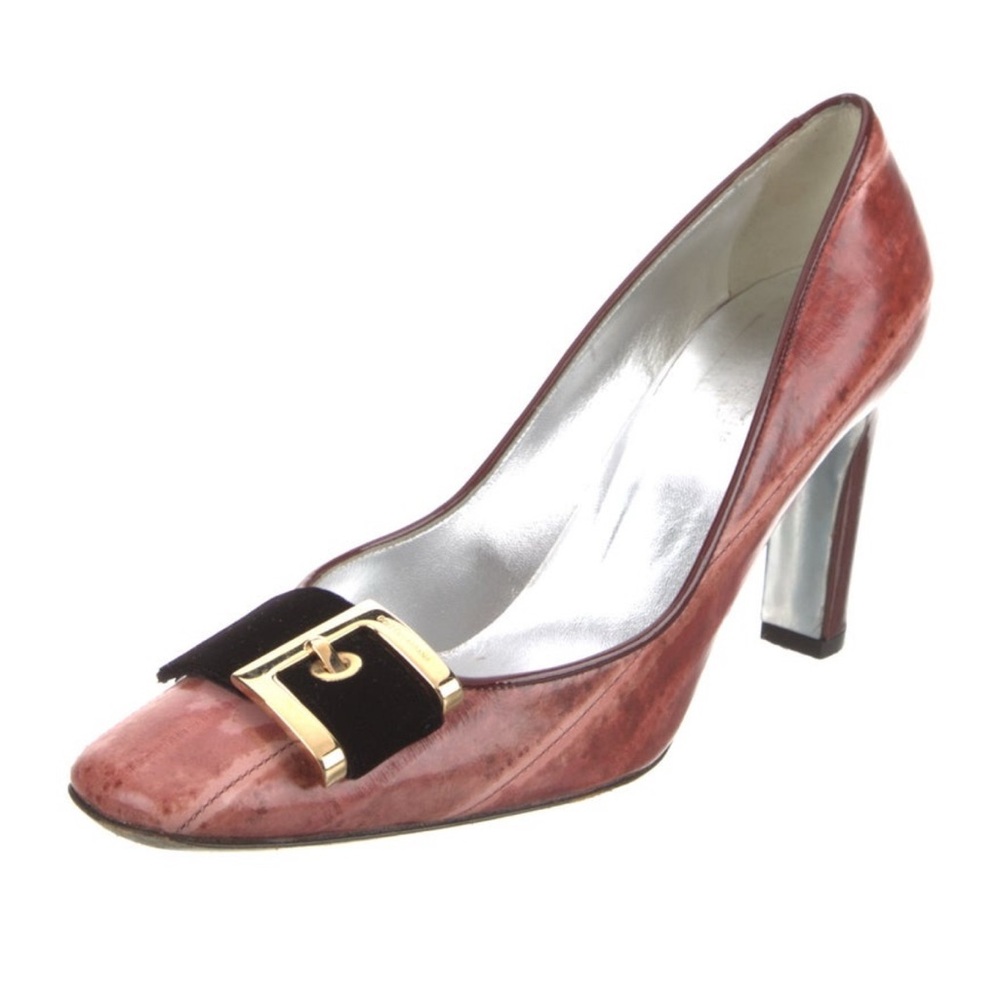 Dolce & Gabbana Pink Patterned Leather Pumps
